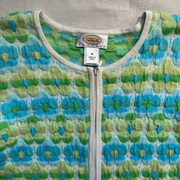 Talbots Zip Cardigan Vintage Y2k Flowers Womens Petite Medium - Picture 3 of 6